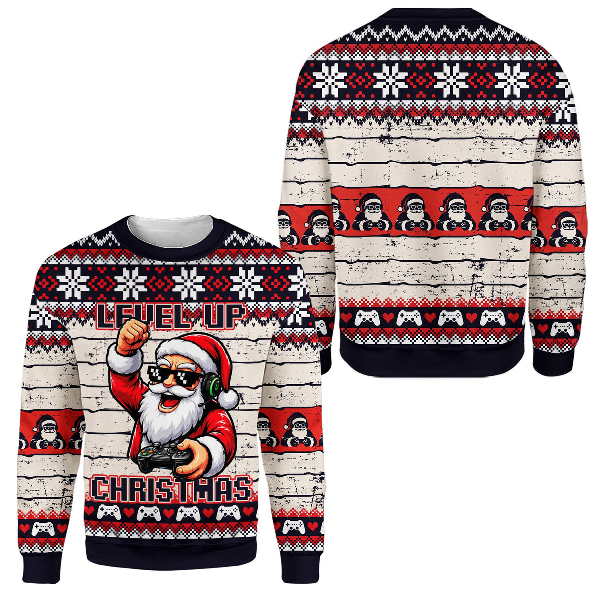 Alternate view of the ugly holiday sweater men design details