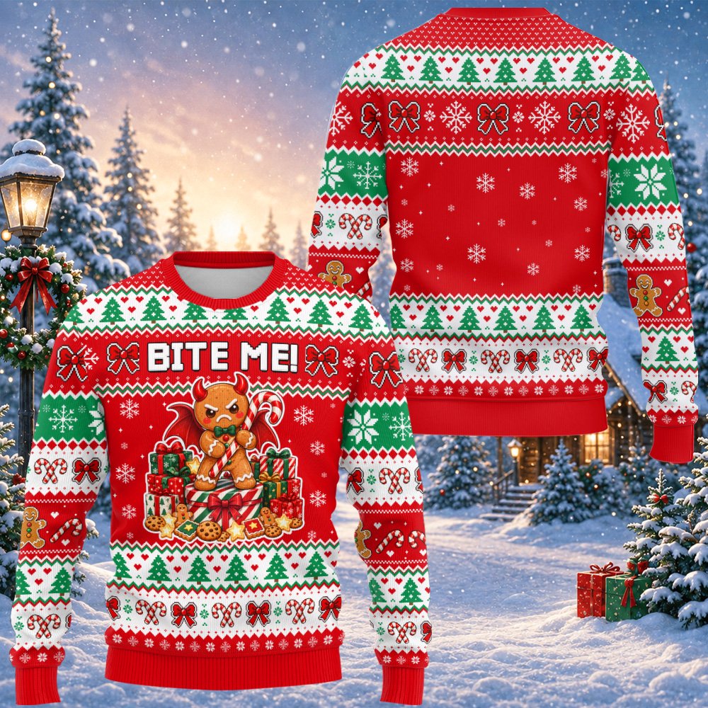 Second lifestyle view featuring the holiday ugly sweater at a gathering