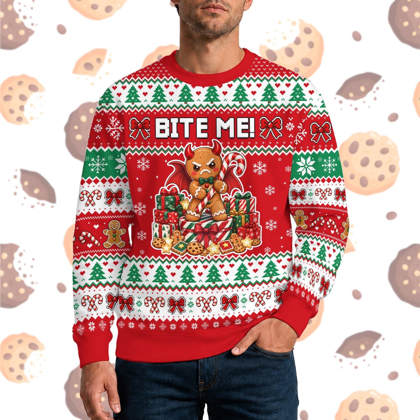 Third lifestyle shot of the funny ugly sweater
