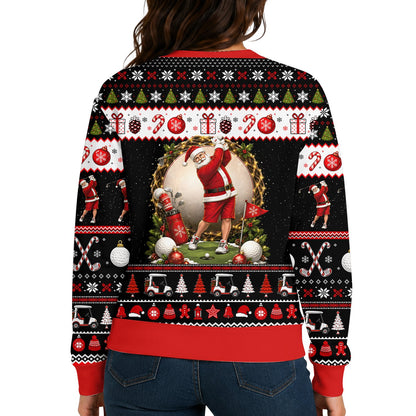 Detailed back view of ugly holiday sweater