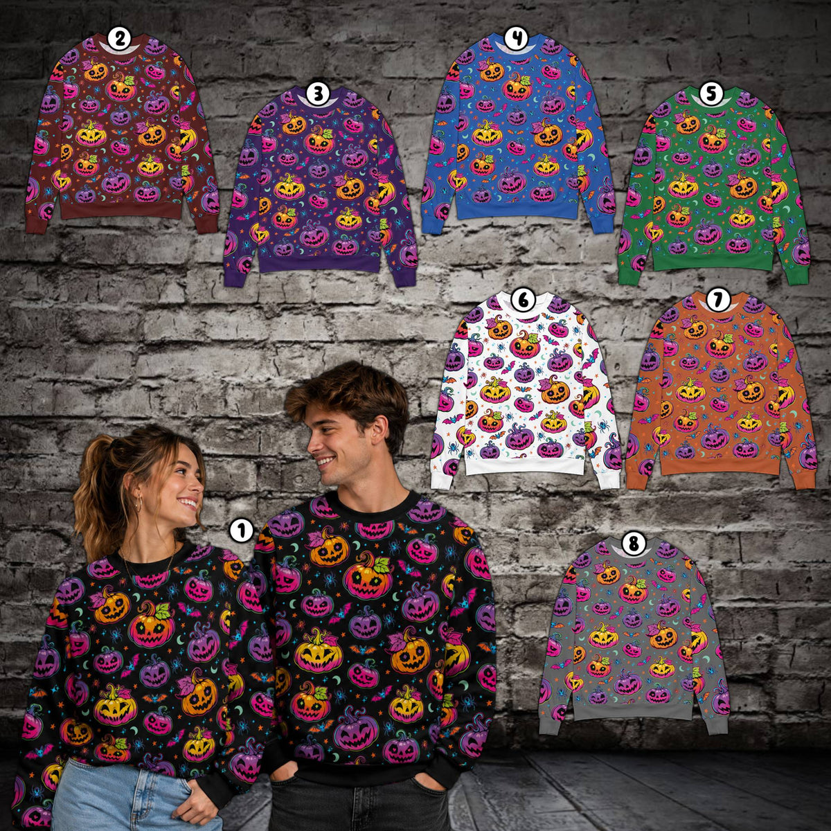 Lifestyle view of someone wearing the black halloween ugly sweater