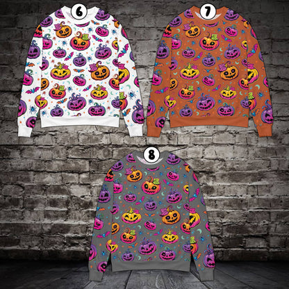 Alternate multicolor front view of the ugly halloween sweater