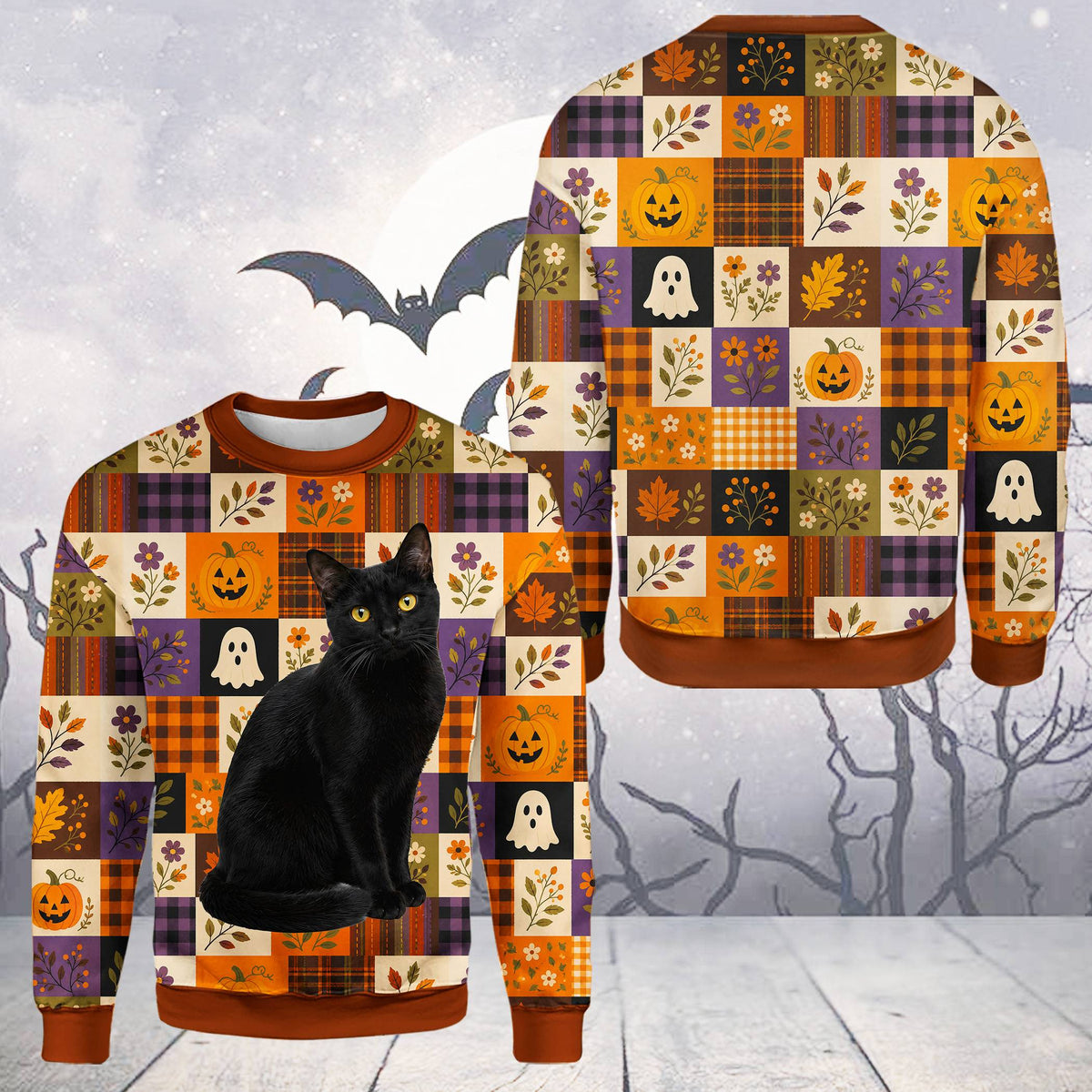 Another front angle of the festive halloween ugly sweater
