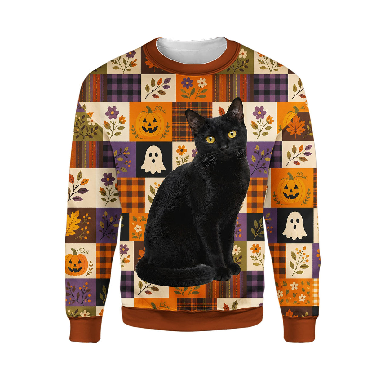 Alternate view of the halloween ugly sweater folded and displayed