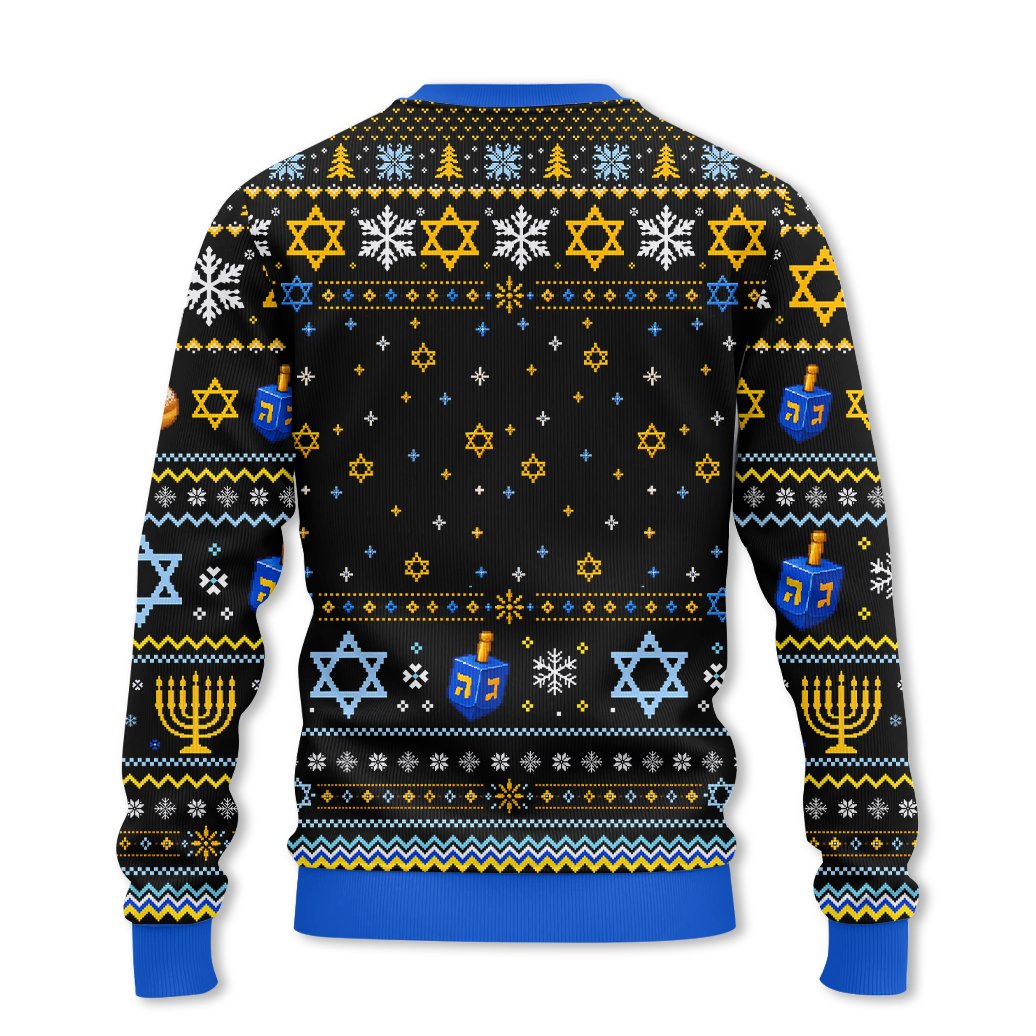 Additional back view of the winter holiday sweater