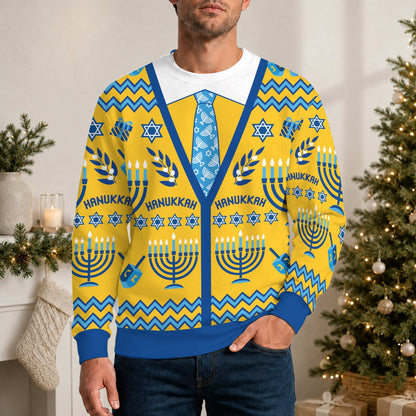 Another lifestyle view showing the hanukkah ugly sweater