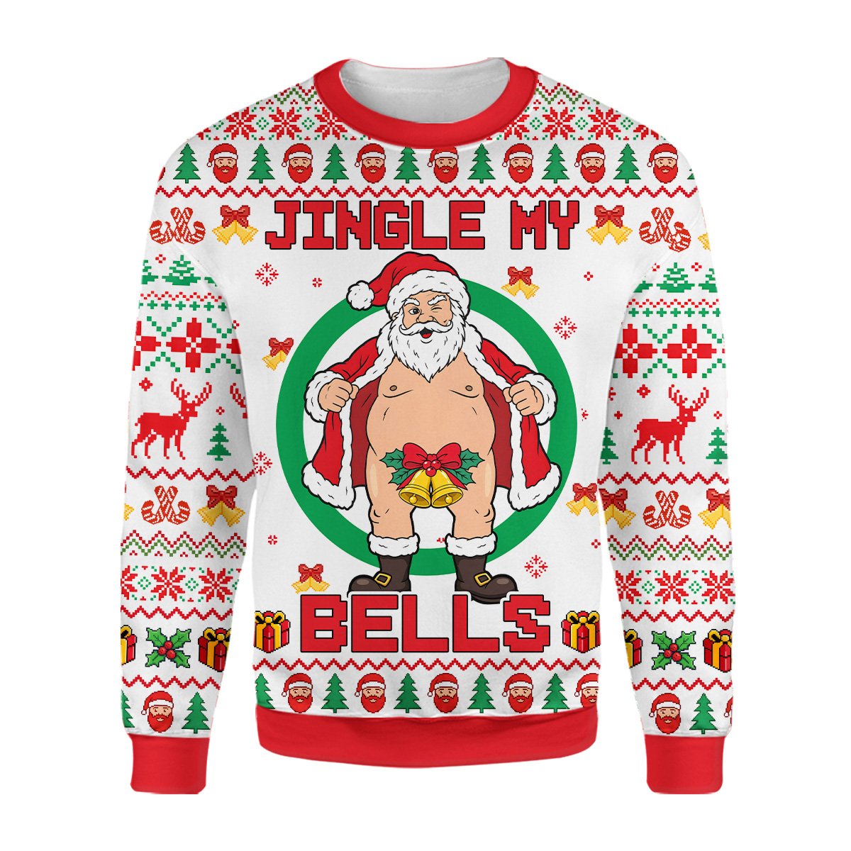 Best ugly holiday sweater featuring Jingle My Bells adult humor design, main view
