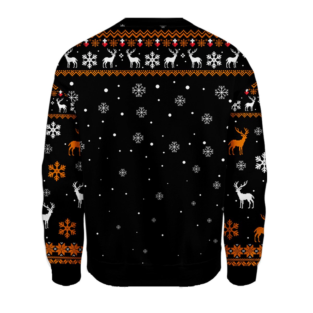 Close up back view of the holiday pattern on black background
