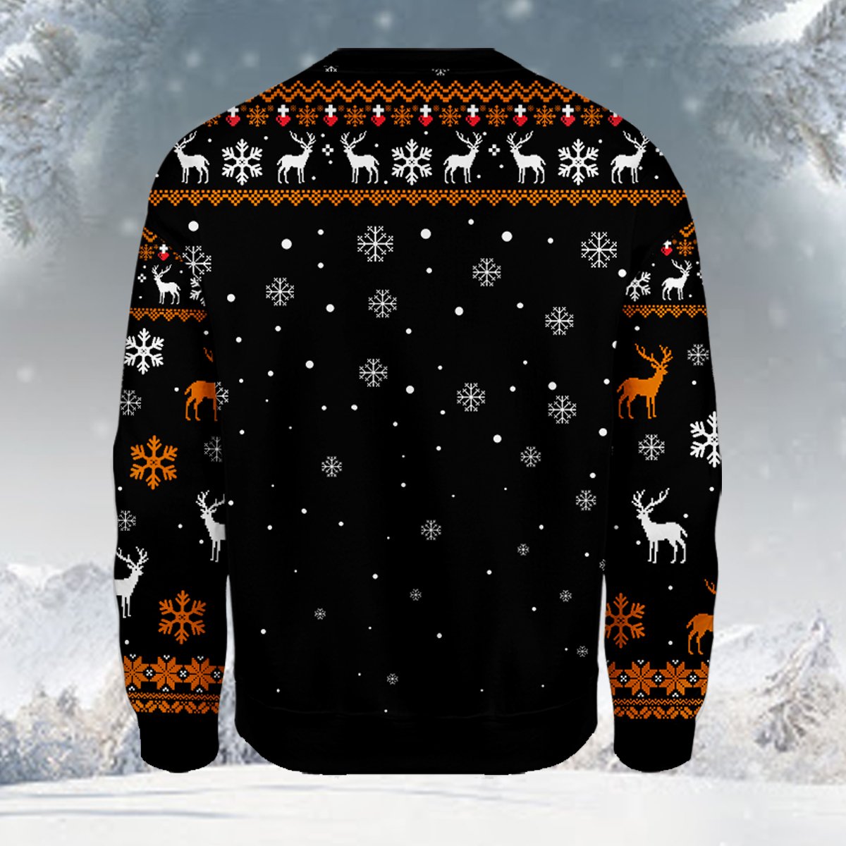 Flat back view of the christmas ugly sweater