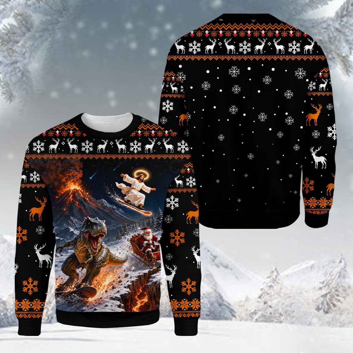 Flat front view of the black ugly sweater