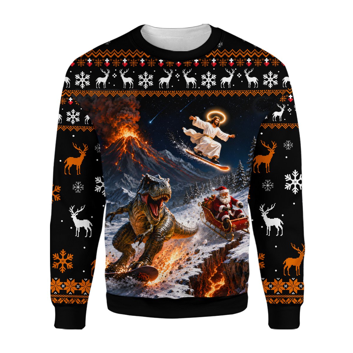 Front view of the humorous christmas ugly sweater