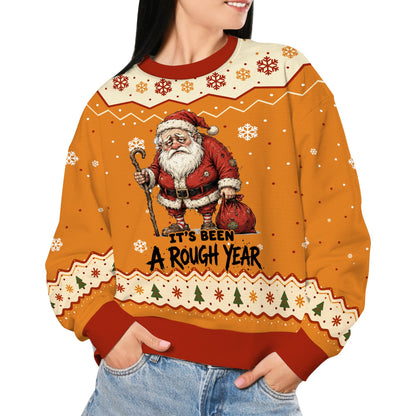 Another front view of the orange christmas ugly sweater for adults