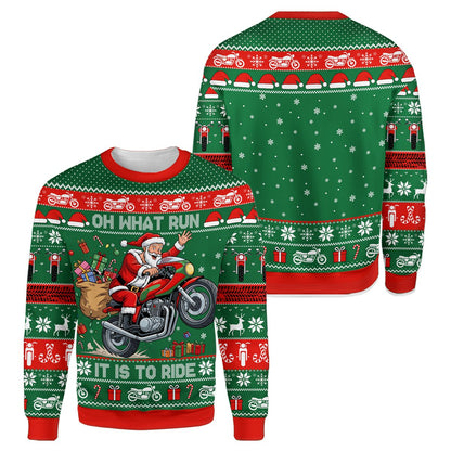 Close up of front design on the motorcycle ugly sweater