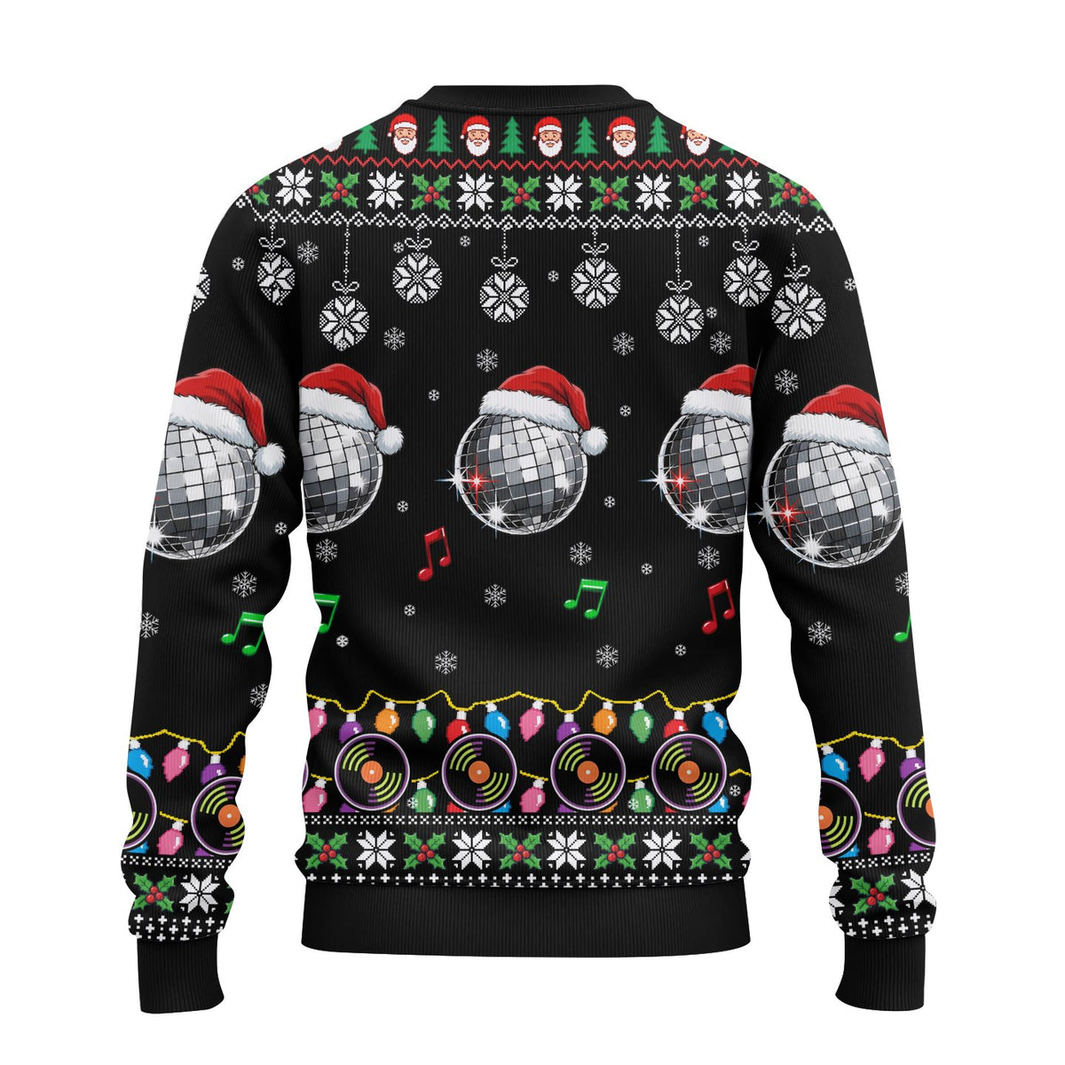 Back view of the black ugly christmas sweater
