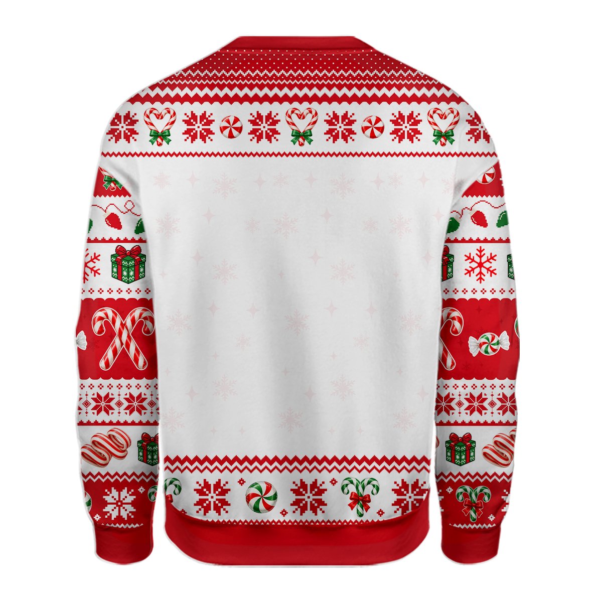 Opossum christmas candy cane ugly sweater back view