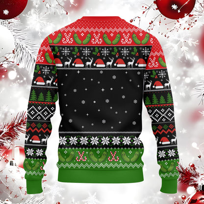 Pickle ugly christmas sweater, alternate back view