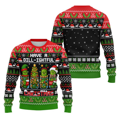 Pickle ugly christmas sweater, alternate front view