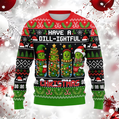 Pickle ugly christmas sweater, front view