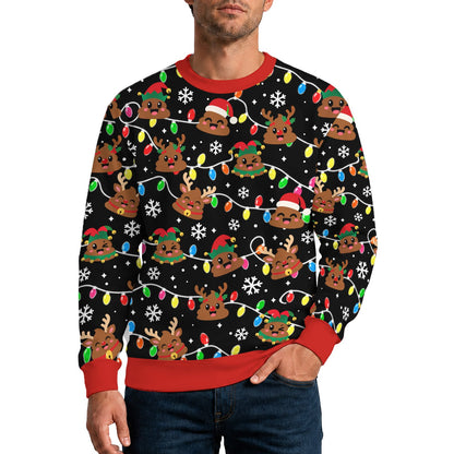 Poop emoji ugly christmas sweater, front view