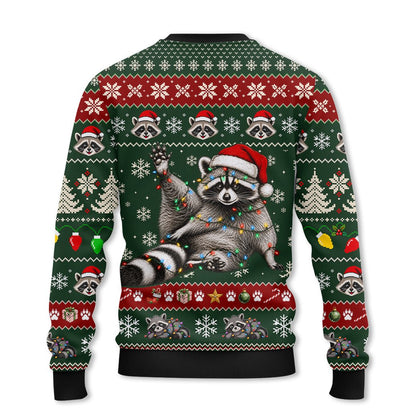 Close-up back view of the green holiday sweater