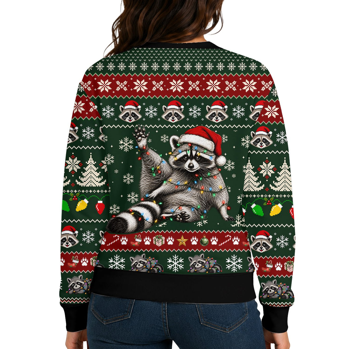 Multicolor back view option of the holiday ugly sweater