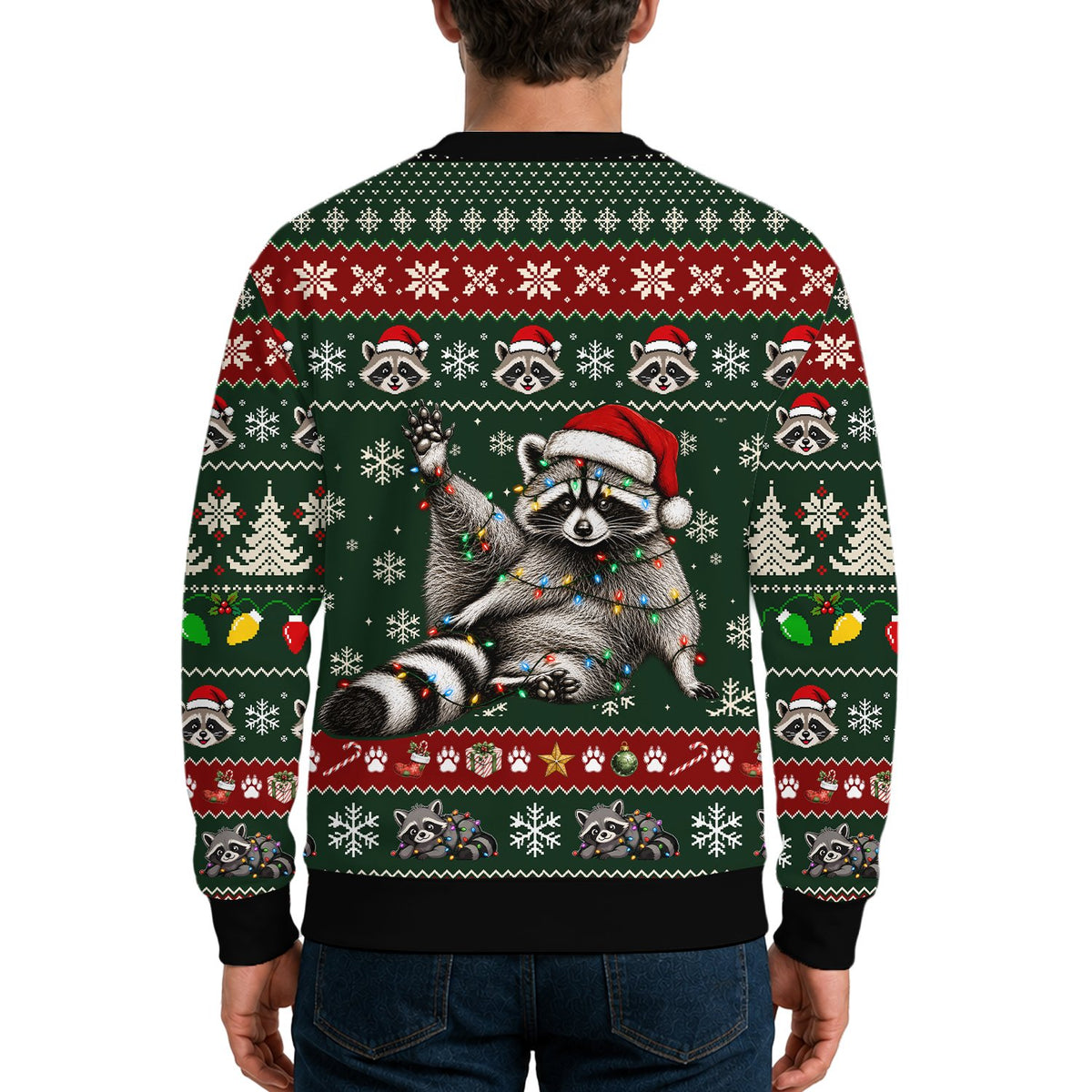 Another multicolor back view of the ugly sweater