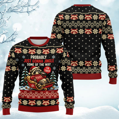 Additional front view of the raccoon ugly sweater