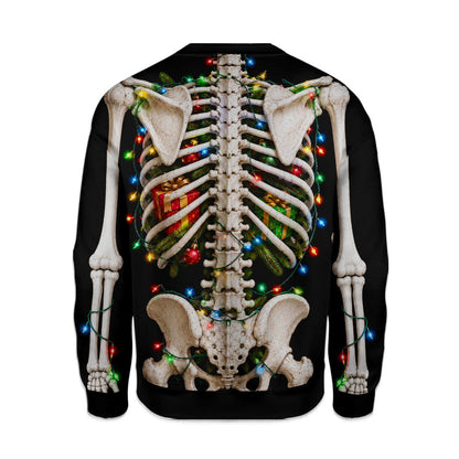 Back view of the black skeleton ugly holiday sweater