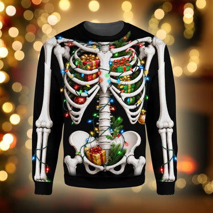 Lifestyle shot of an adult wearing the ugly holiday sweater men style