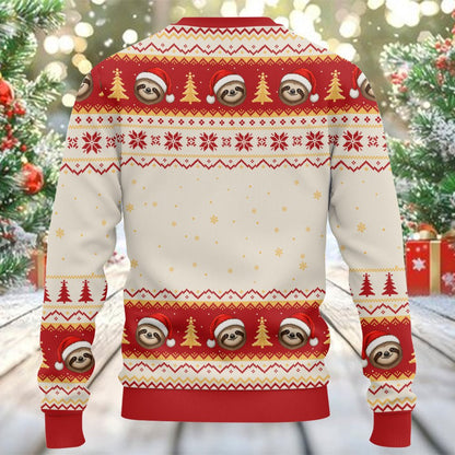 Back view of the ugly sloth christmas sweater