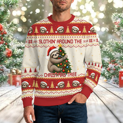 Third lifestyle view showcasing the sweater in a holiday setting