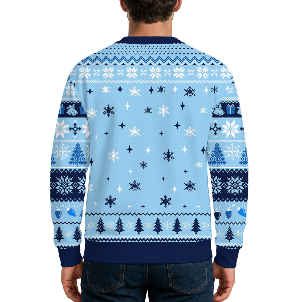 Fifth lifestyle view of the snowman ugly sweater outdoors