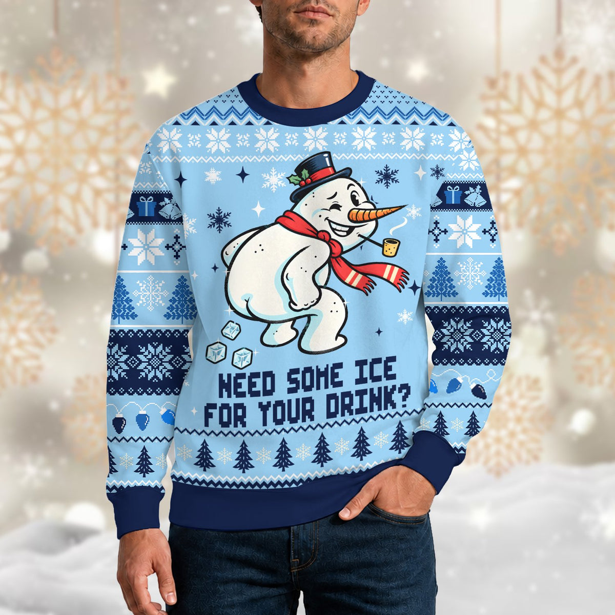 Seventh lifestyle view of the comfortable christmas ugly sweater