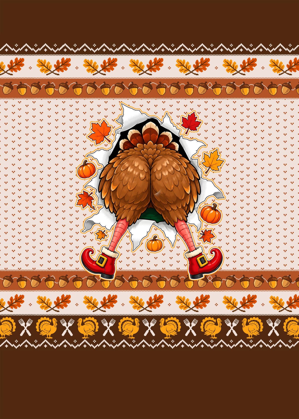 Close up back view of the Thanksgiving ugly holiday sweater