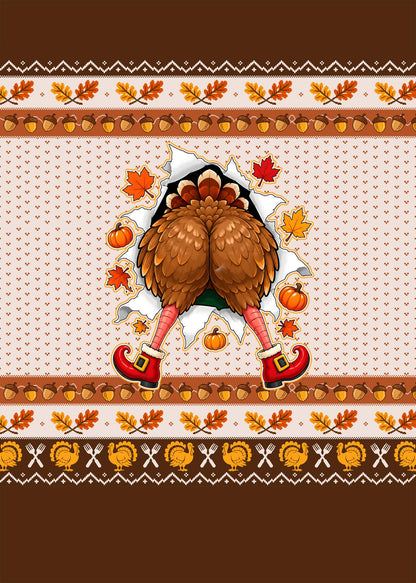 Close up back view of the Thanksgiving ugly holiday sweater