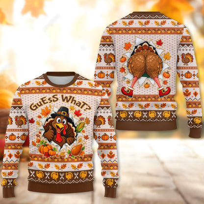 Another back view of the Thanksgiving turkey ugly holiday sweater