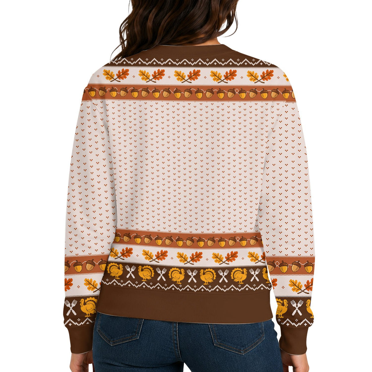 Back view of the thanksgiving ugly sweater
