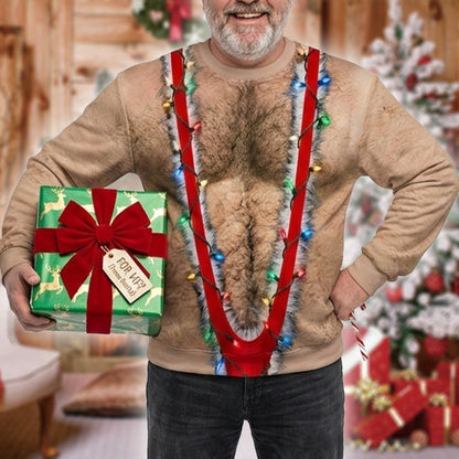 Another lifestyle shot of the sweater ugly christmas party outfit