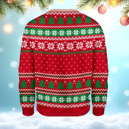 Close up back view of the ugly christmas jumper sweater