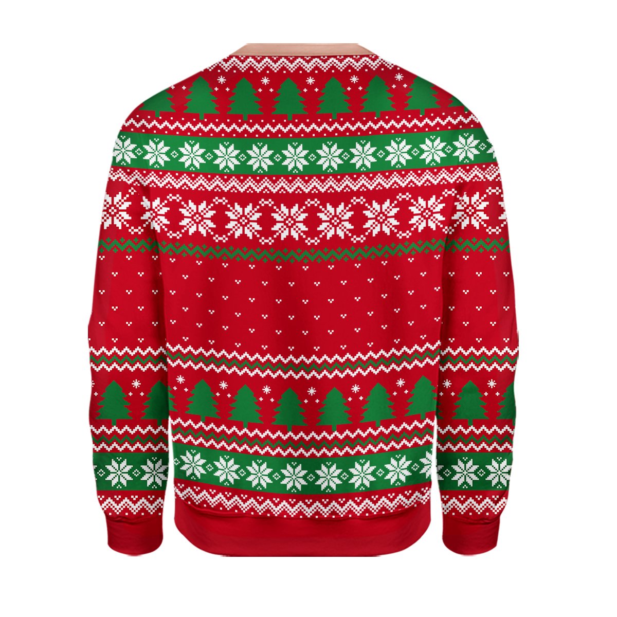 Back view of the red holiday ugly sweater