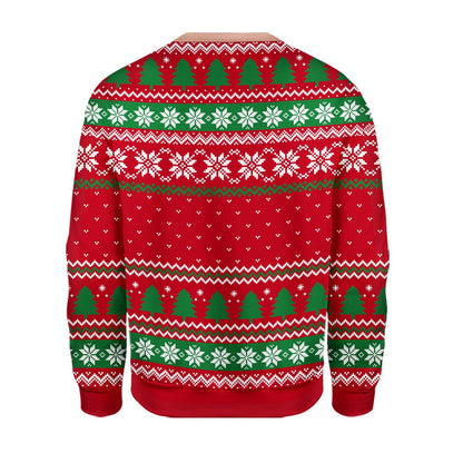 Back view of the red holiday ugly sweater