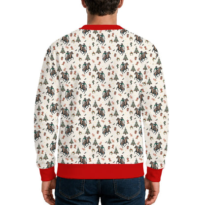Detailed back view of the holiday ugly sweater