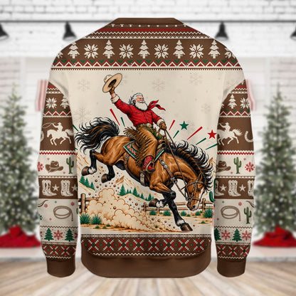 Full back design of the cowboy Santa sweater