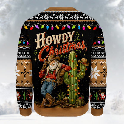 Additional lifestyle view of the black and brown western ugly sweater