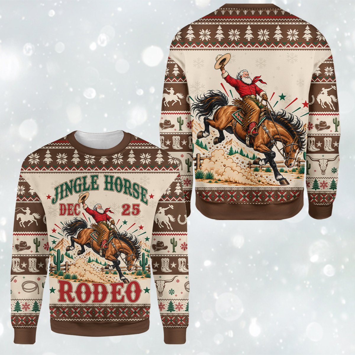 Additional view of the western Christmas ugly sweater
